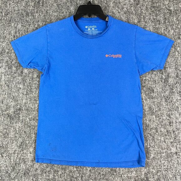 Columbia Shirt Mens Medium Blue PFG Performance Fishing Gear Saltwater Fish‎ - Picture 2 of 8